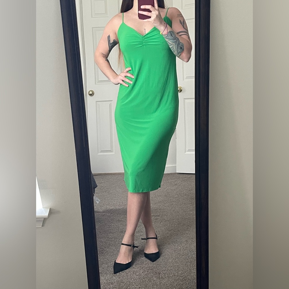 Zara Vibrant Green Midi Dress